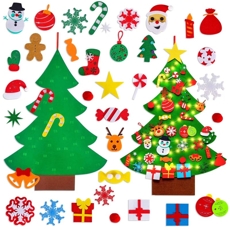 Max Fun DIY Felt Christmas Tree for Toddlers with 49 Christmas Ornaments + Tic-Tac-Toe Games for Kids Wall Hanging Christmas Decorations Felt Craft Kits for Xmas Party Favors - Image 2
